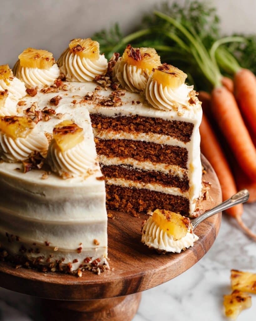Pineapple Carrot Cake with Cinnamon Cream Cheese Frosting Recipe