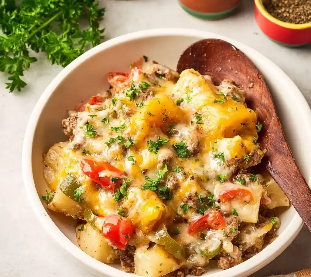 Crock Pot Cheesesteak Potato Casserole Recipe