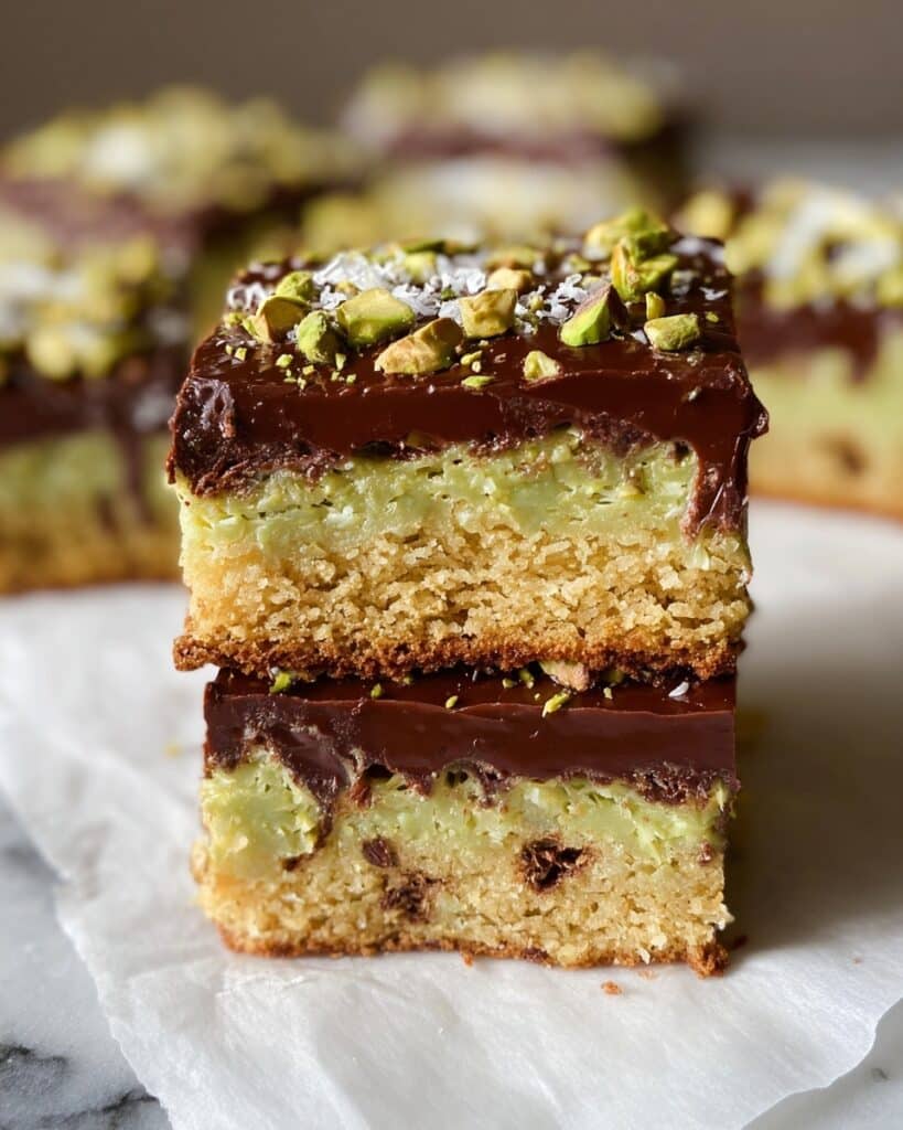 Brown Butter Dubai Pistachio Chocolate Chip Cookie Bars Recipe
