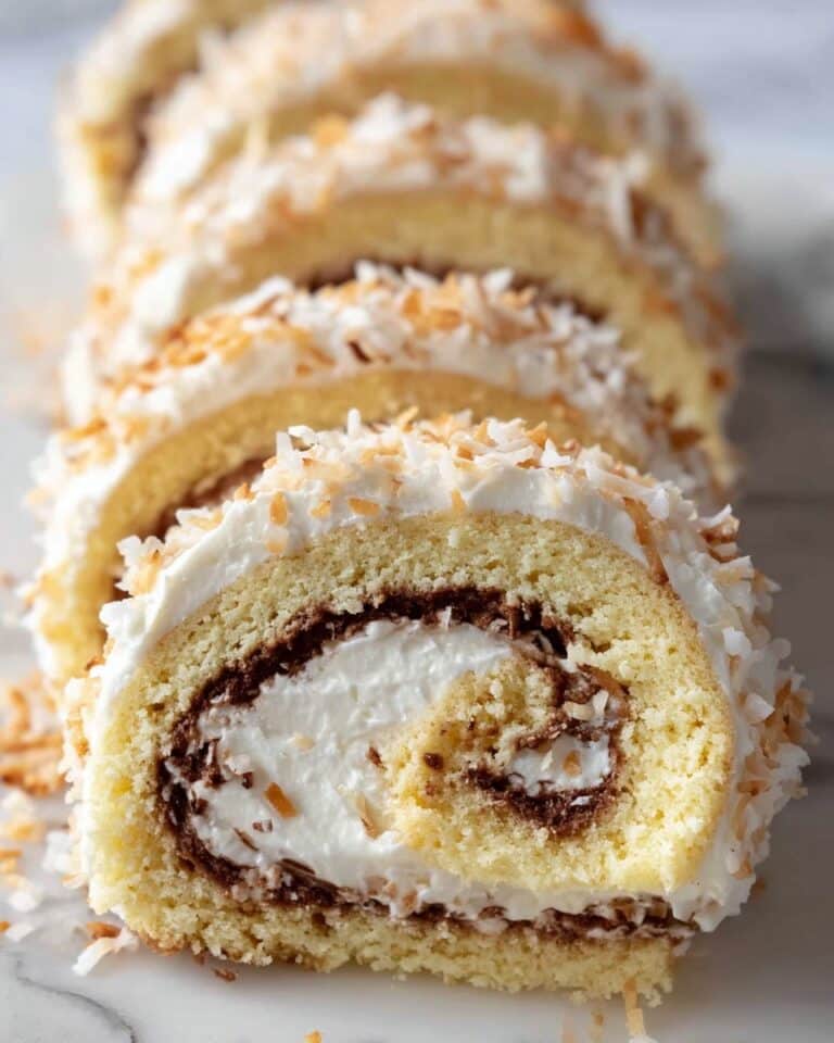 Coconut Almond Swiss Roll Cake Recipe