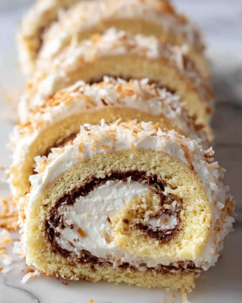 Coconut Almond Swiss Roll Cake Recipe