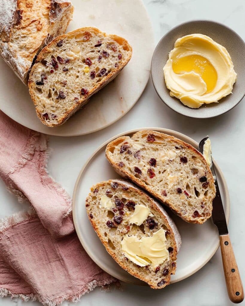 Crusty Cranberry Nut No Knead Bread Recipe