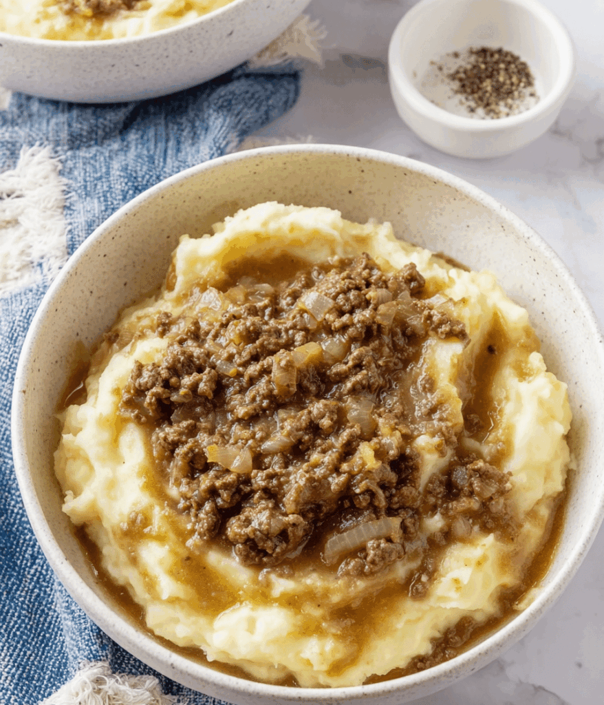 Ground Beef and Gravy Over Mashed Potatoes Recipe
