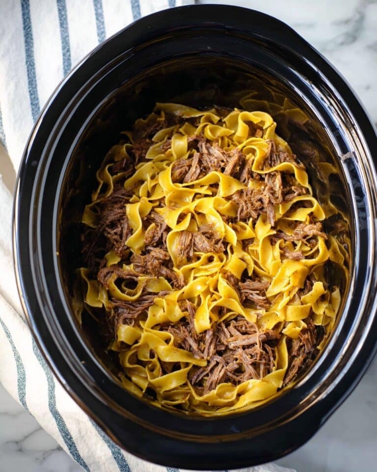 Crockpot Mississippi Beef and Noodles Recipe