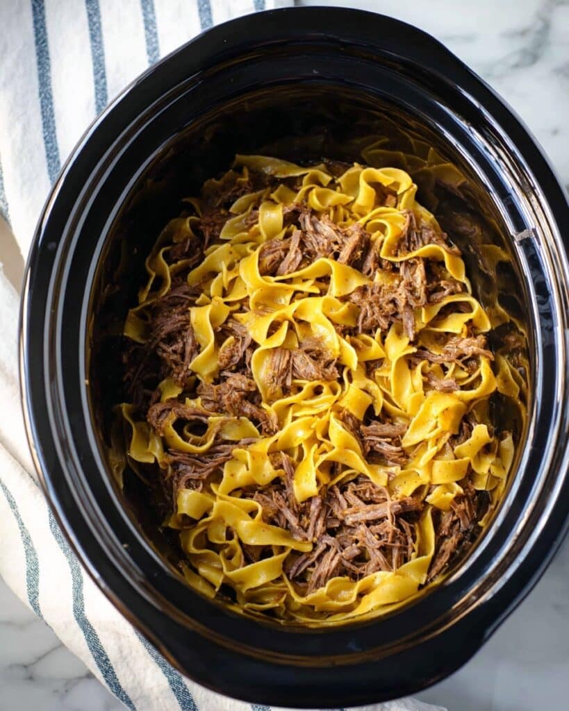 Crockpot Mississippi Beef and Noodles Recipe