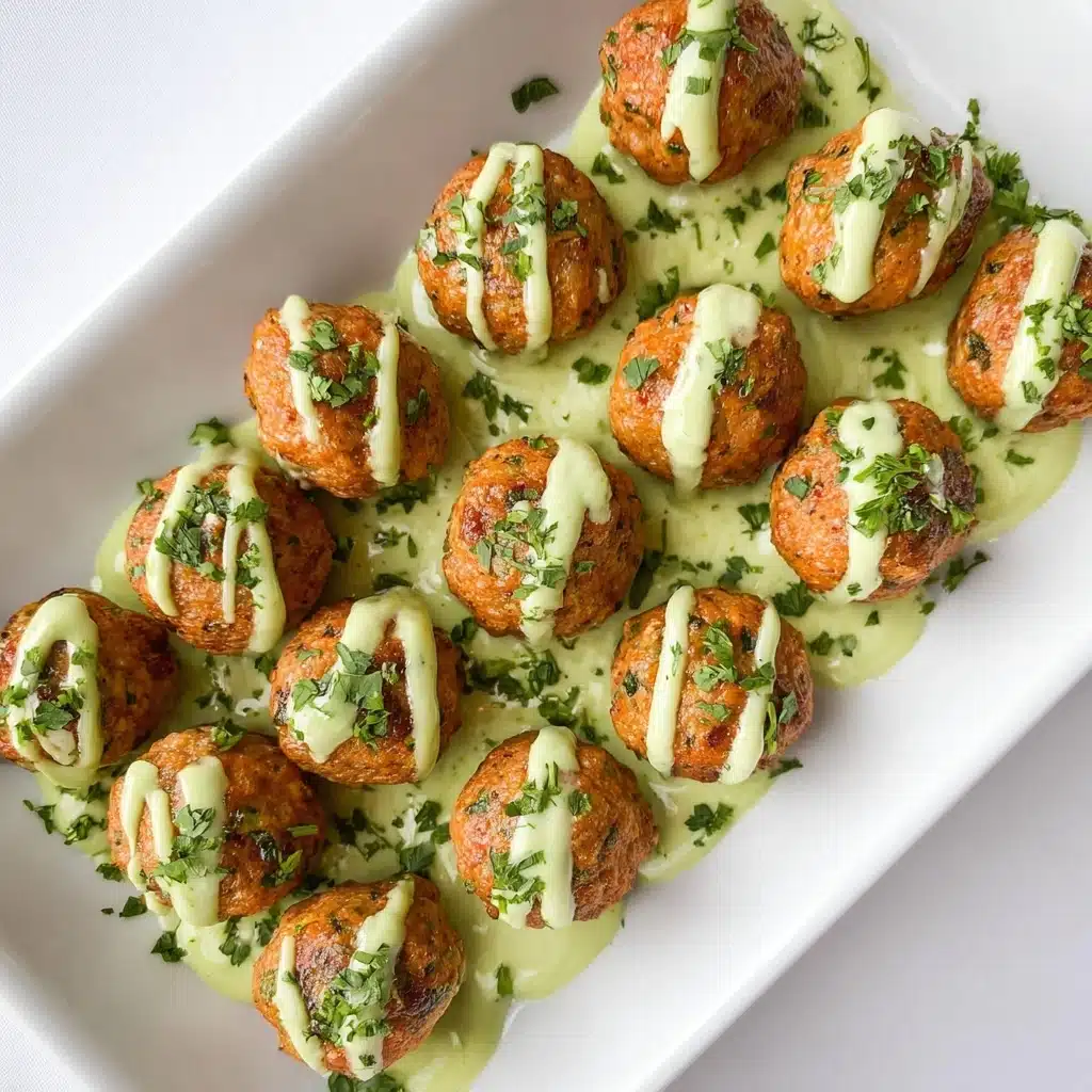 Baked Salmon Meatballs with Creamy Avocado Sauce Recipe - Recipe Image