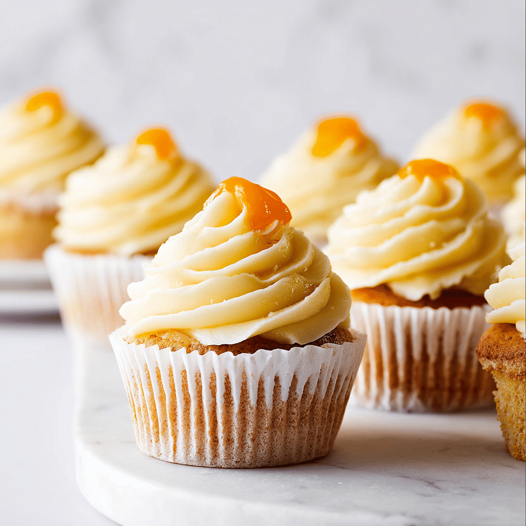 Peach Cupcakes with Dreamy Vanilla Buttercream Recipe - Recipe Image