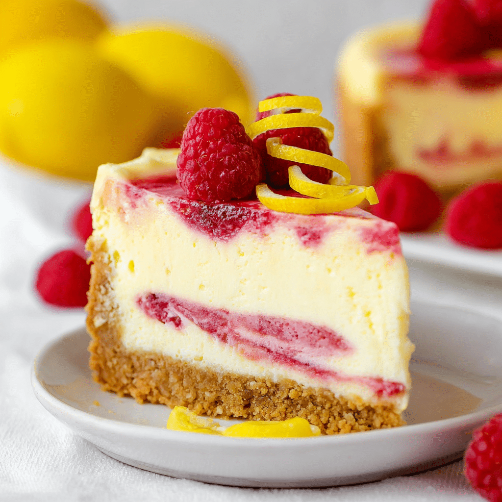 Lemon Raspberry Swirl Cheesecake Recipe - Recipe Image