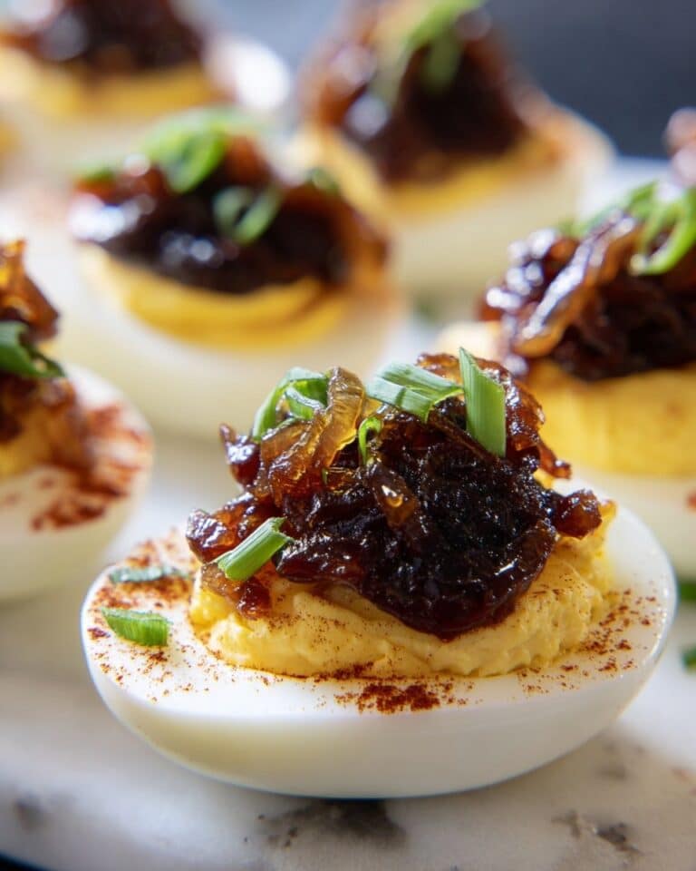 Deviled Eggs with Jalapeño Bacon Jam Recipe