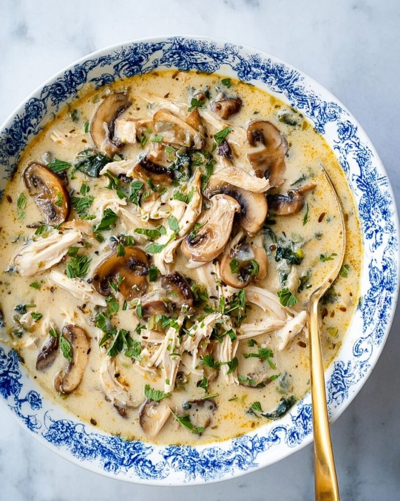 Rotisserie Chicken and Mushroom Spinach Soup Recipe