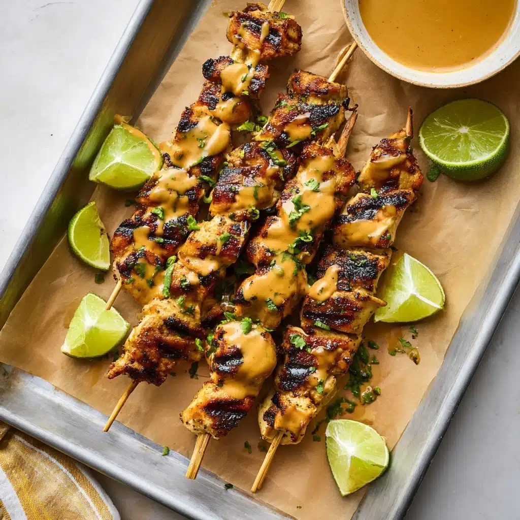 Thai Marinated Grilled Chicken Skewers with Peanut Sauce Recipe - Recipe Image