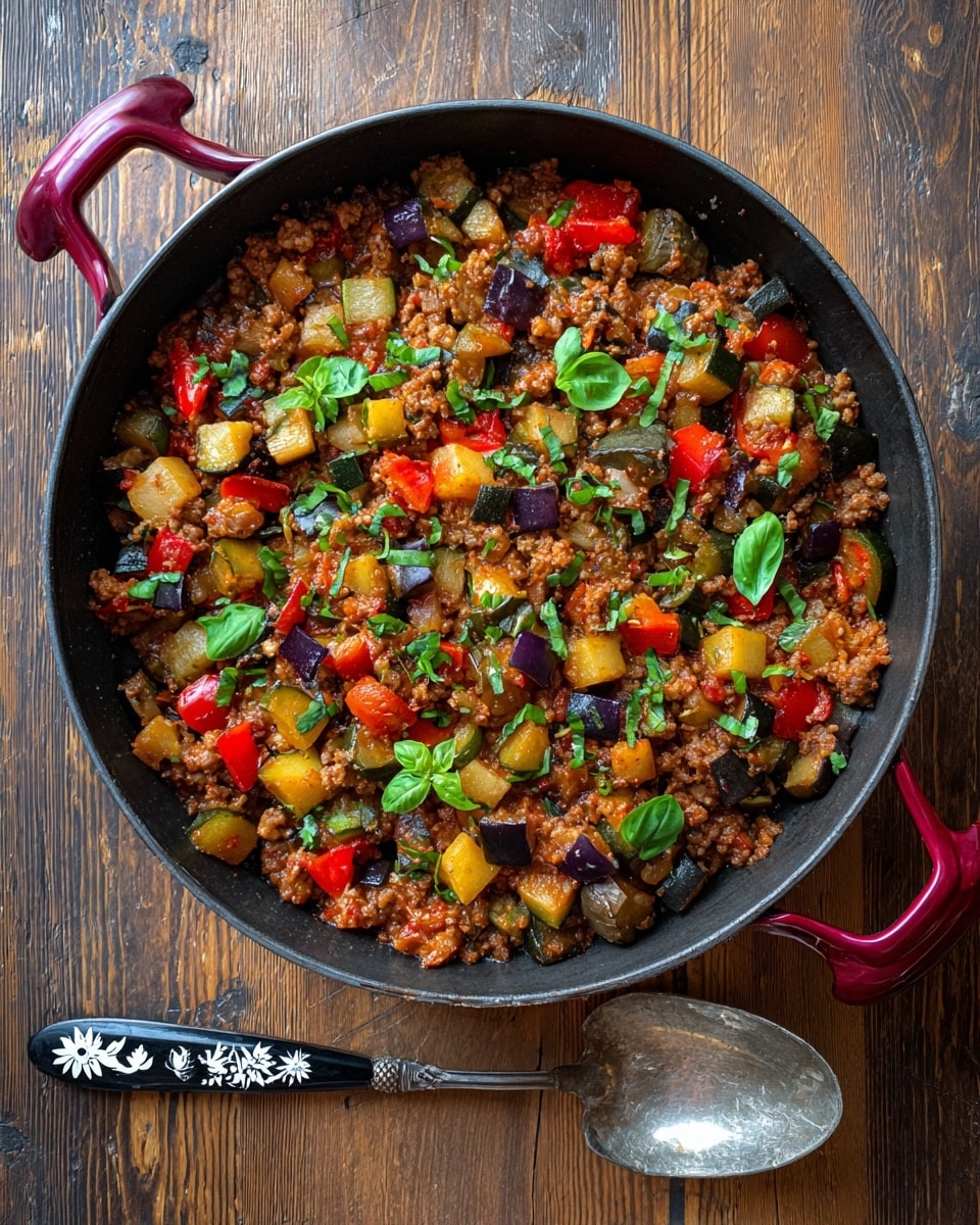 A white plate holds a cooked mix of diced vegetables and ground meat, with pieces of red and yellow bell peppers, green spinach leaves, and brown bits of meat mixed with onions and mushrooms, all in small, uneven chunks. A thick slice of crusty white bread sits on the upper right side of the plate, showing its soft inside and golden-brown crust. The whole dish rests on a wooden table with a white marbled texture in the background. Photo taken with an iphone --ar 4:5 --v 7