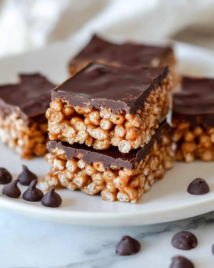 Peanut Butter and Chocolate Rice Krispie Treats Recipe