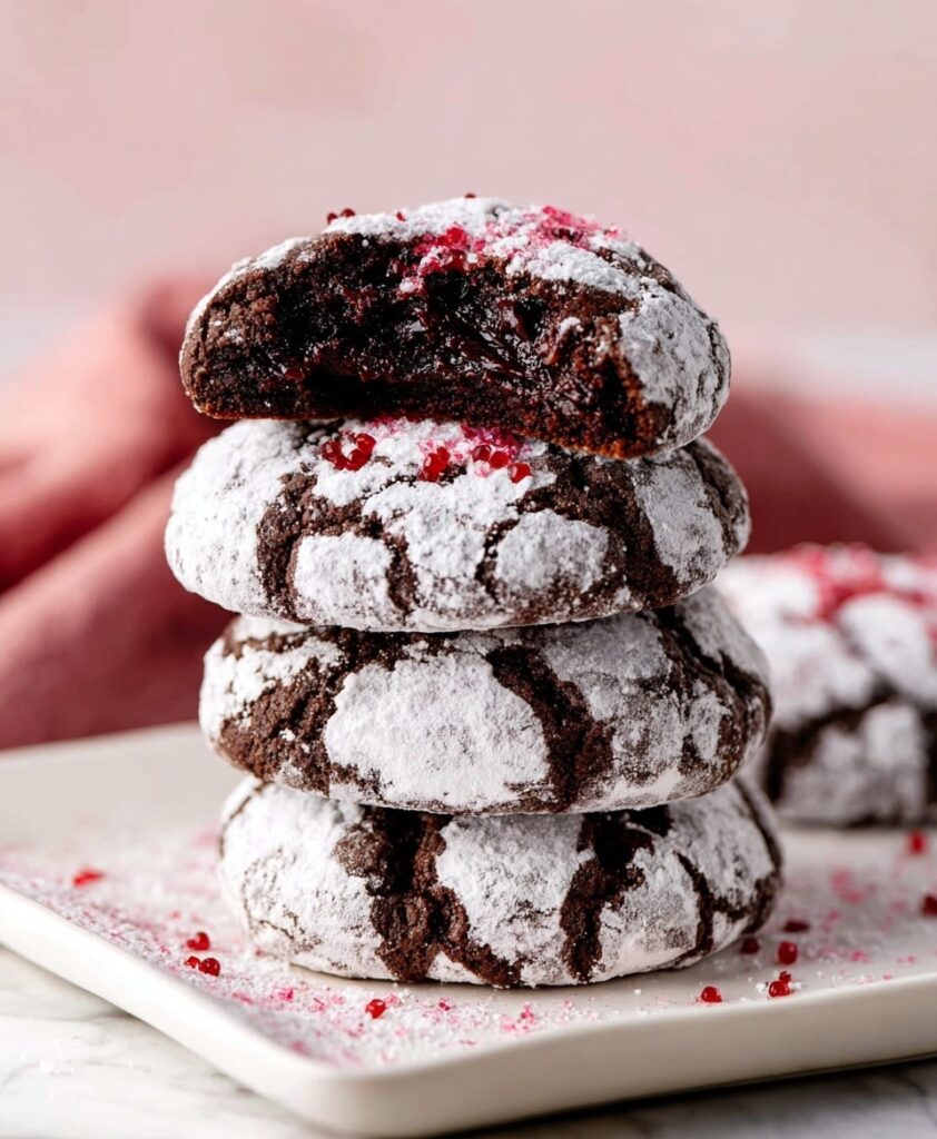 Chocolate Raspberry Crinkle Cookies Recipe