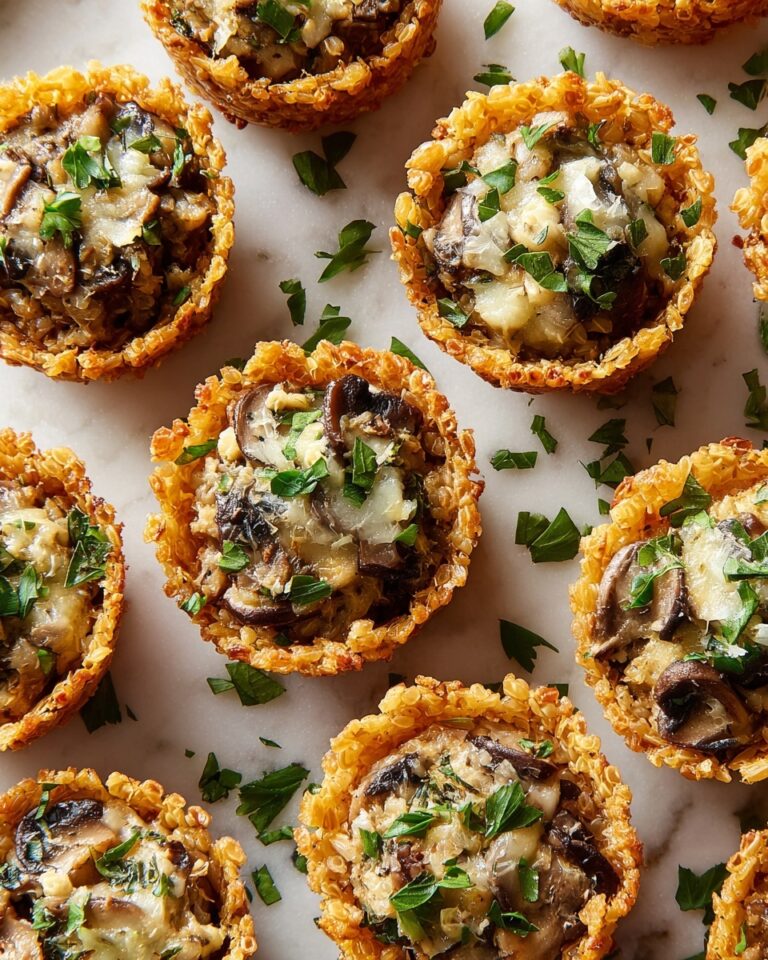 Stuffed Mushroom Crispy Rice Cups Recipe