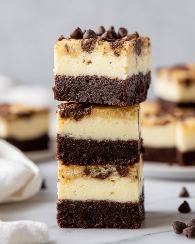 Brownie Bottom Cookie Dough Cheesecake Bars Recipe