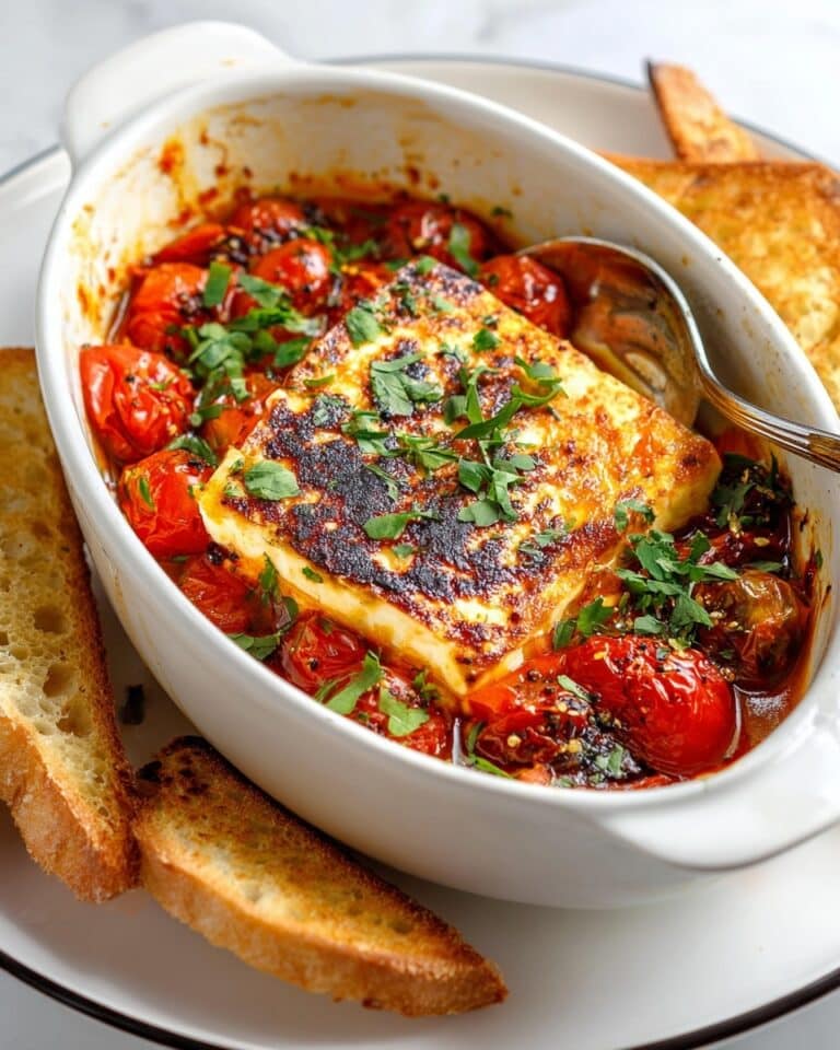Baked Feta Dip with Cherry Tomatoes and Pine Nuts Recipe