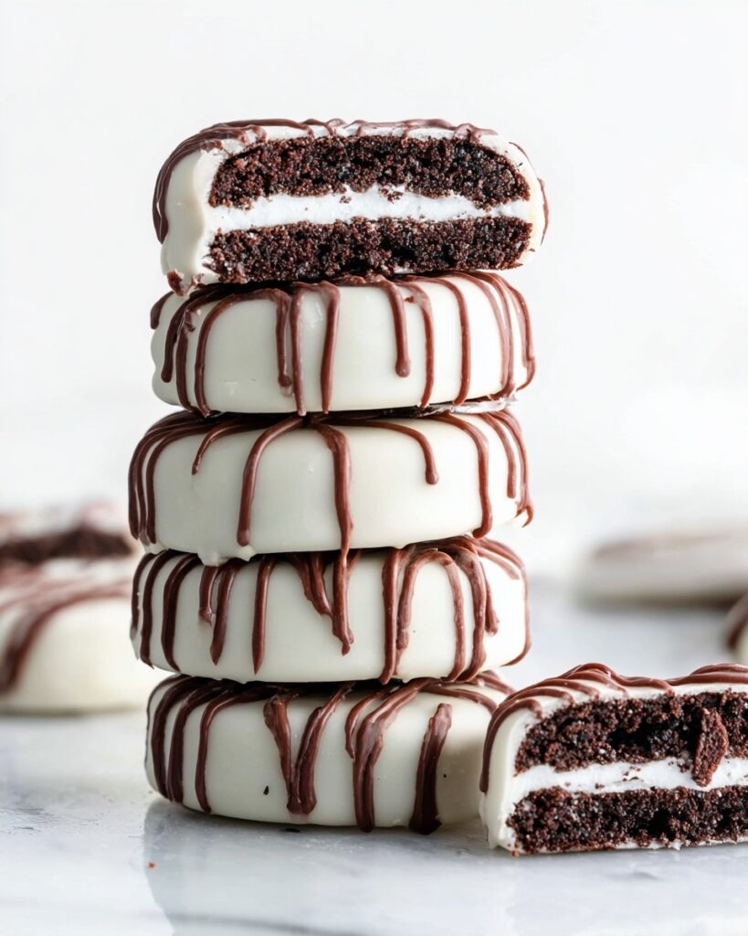 White Chocolate Covered Oreos with Dark Chocolate Drizzle Recipe