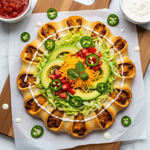 Taco Ring with Ground Beef, Cheese, and Fresh Toppings Recipe