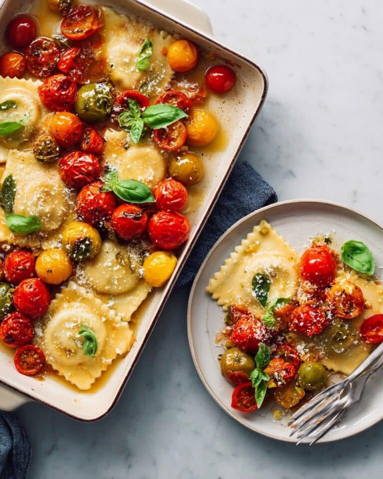 Sheet-Pan Ravioli With Burst Tomatoes Recipe