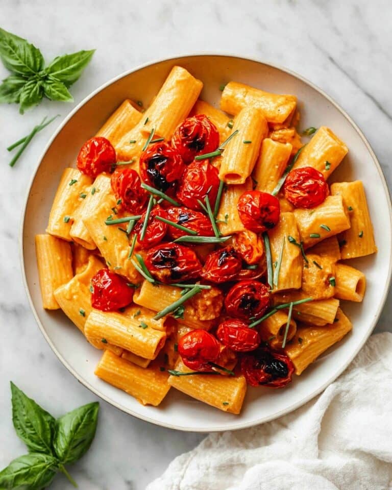 Creamy Vegan Red Pepper Pasta with Blistered Tomatoes Recipe