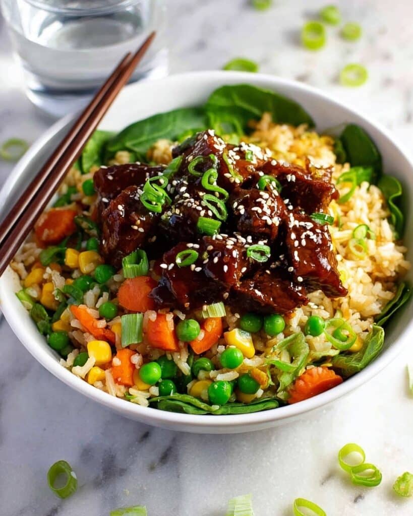 Sticky Chicken with Vegetable Fried Rice Recipe