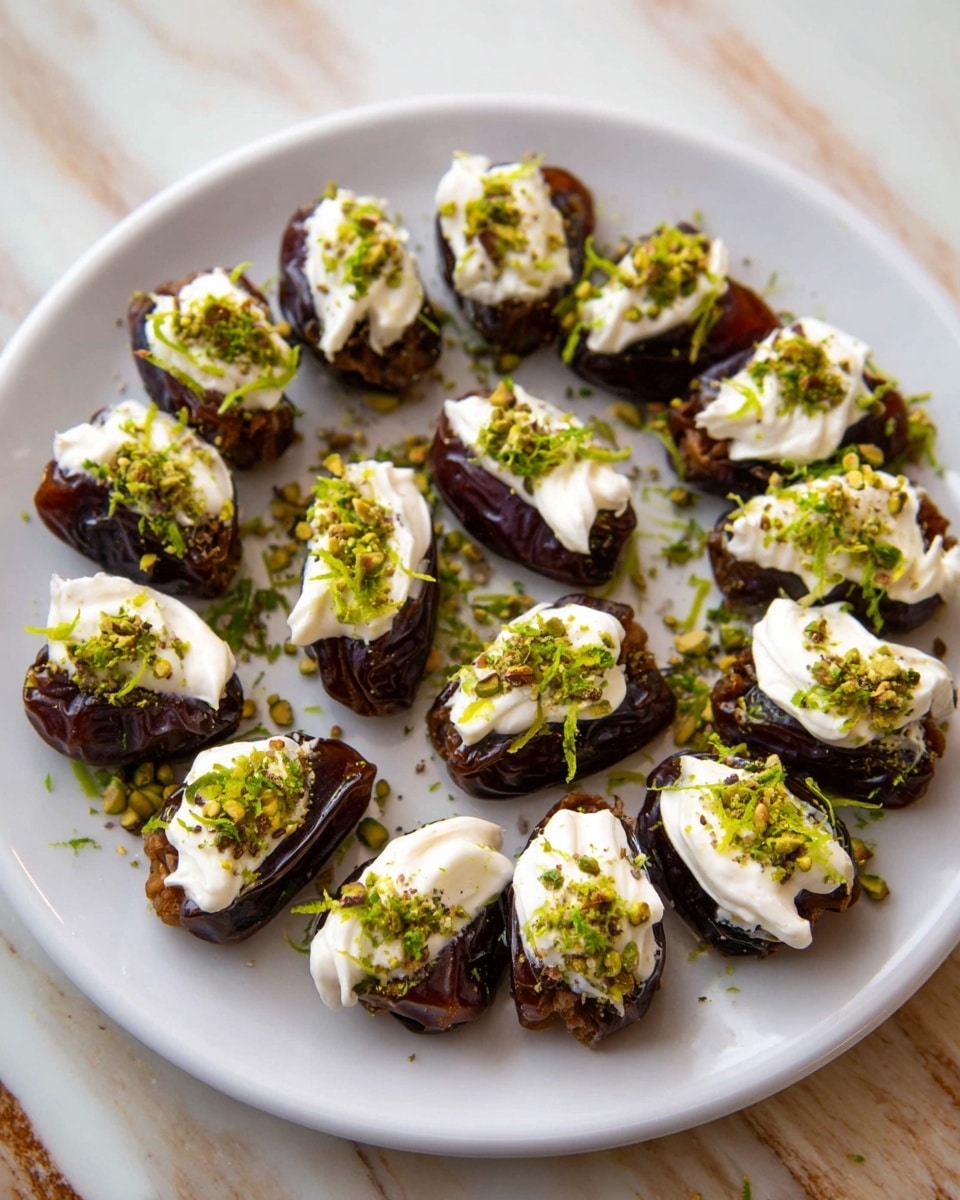 Dates with Cream and Chopped Pistachios Recipe