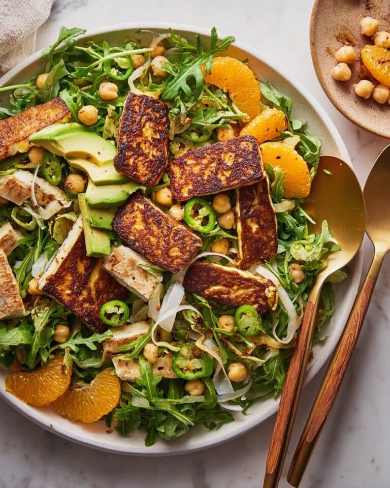 Fried Halloumi Salad with Fennel, Orange, and Pita Recipe