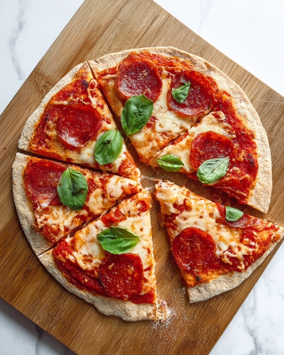 A single-layer pizza with a light brown crust around the edges, spread with a smooth, deep red tomato sauce base. On top of the sauce, there are scattered slices of dark red pepperoni. Melted mozzarella cheese with golden brown spots covers the pepperoni and sauce unevenly, creating a melted, bubbly texture. The pizza is placed on a white square tray with rounded edges, set against a white marbled surface. Photo taken with an iphone --ar 4:5 --v 7